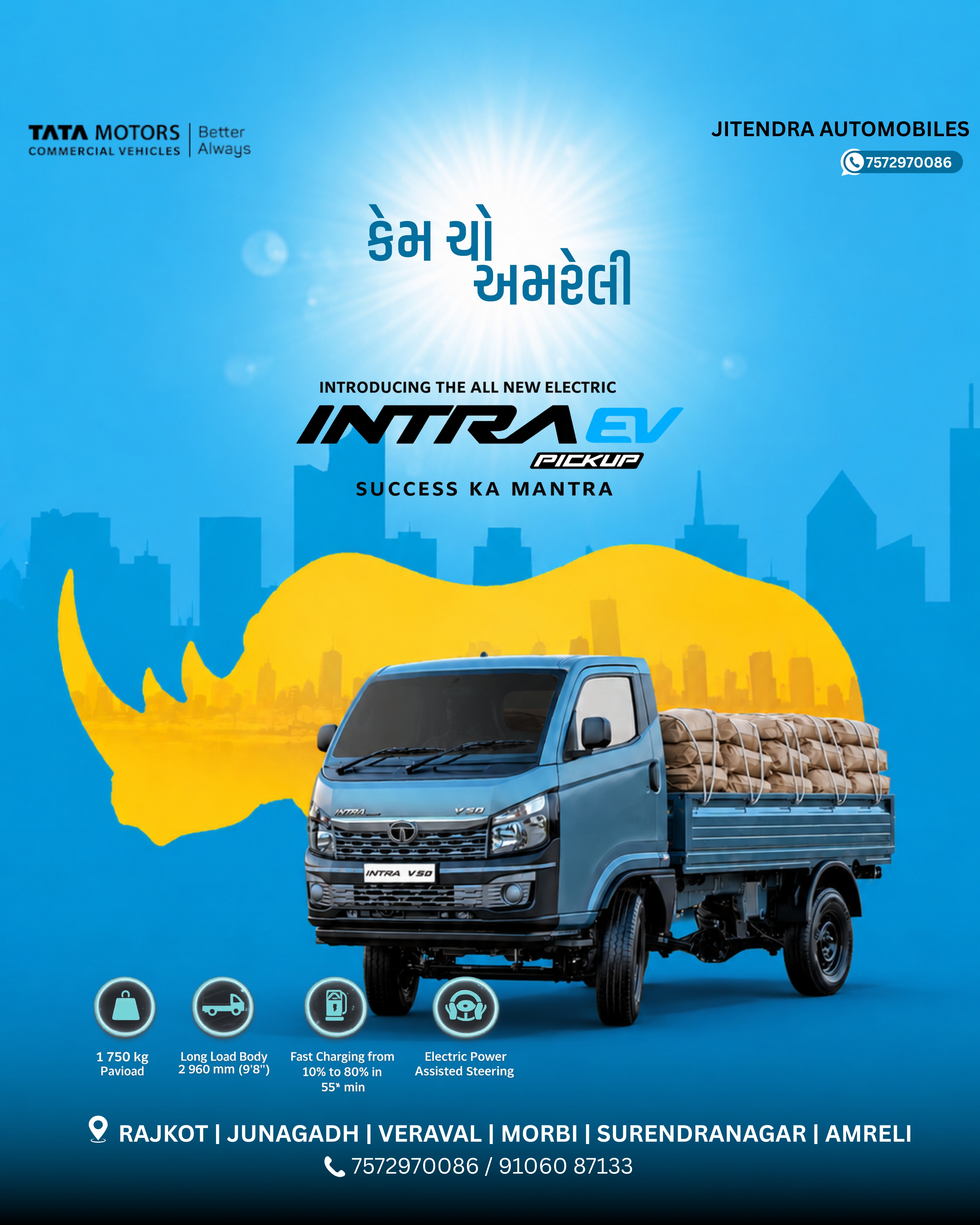 Tata Intra EV ad creative — Amreli campaign
